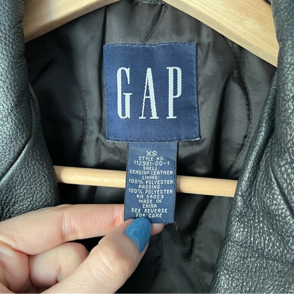 Gap Vintage 90s Y2K Lined Leather Button Up Coat - Picture 7 of 7